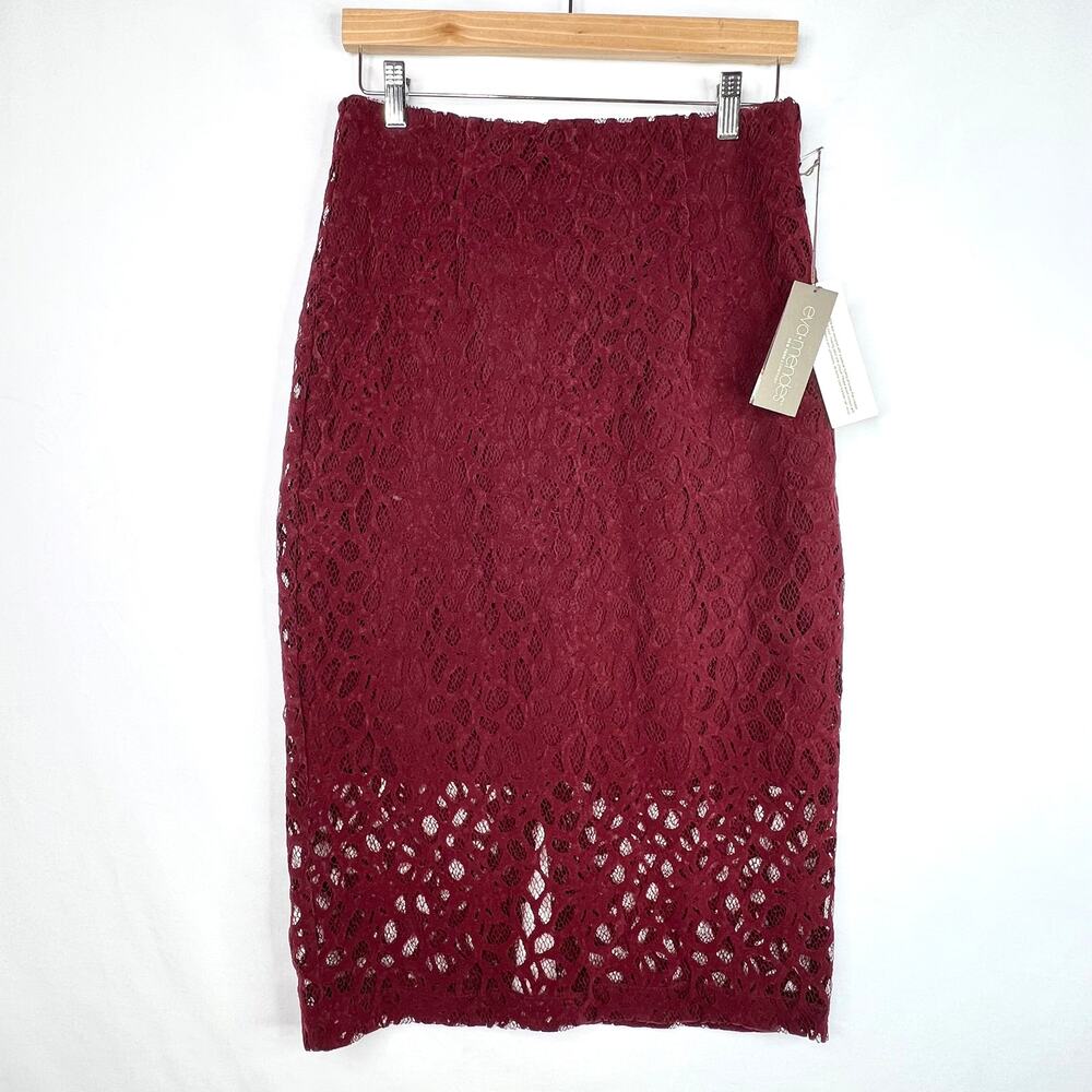 NWT Eva Mendes NY&C Faux Suede Burgundy Pencil Skirt 6